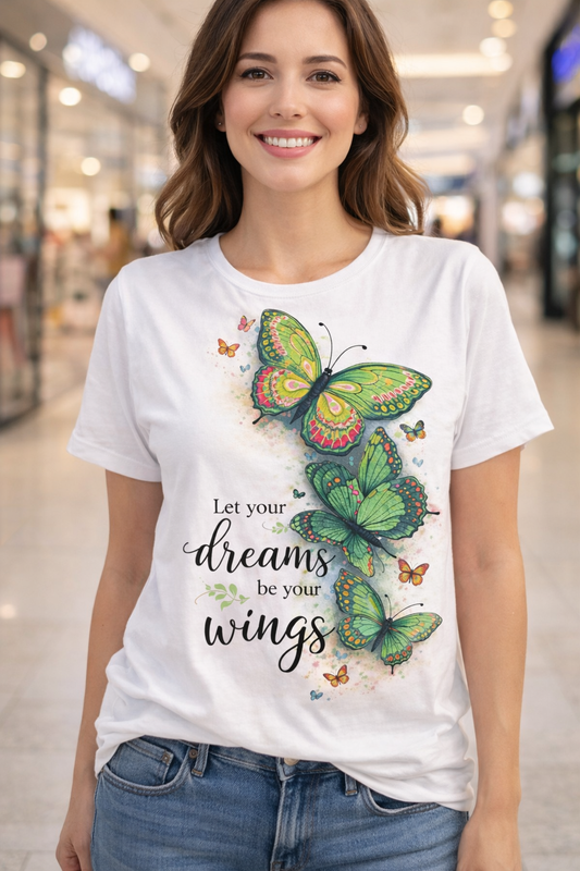 Let Your Dreams Be Your Wings Butterfly Graphic T-Shirt