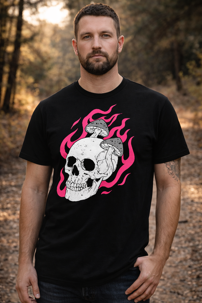 Psychedelic Skull Mushroom Graphic T-Shirt