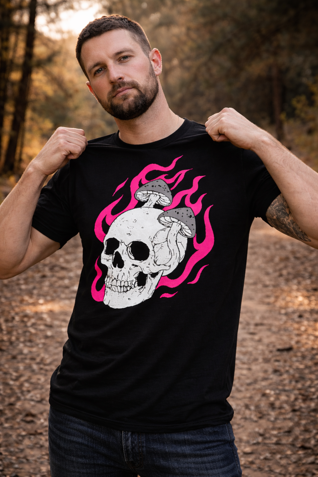 Psychedelic Skull Mushroom Graphic T-Shirt