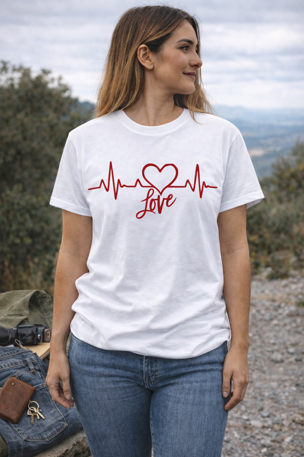 Heartbeat Love T-Shirt – Minimal Heart Pulse Graphic T-Shirt