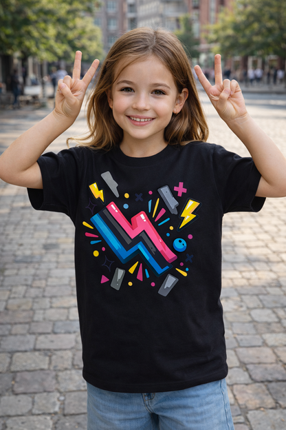 Kids Electric Vibes Abstract Lightning Short Sleeve T-Shirt