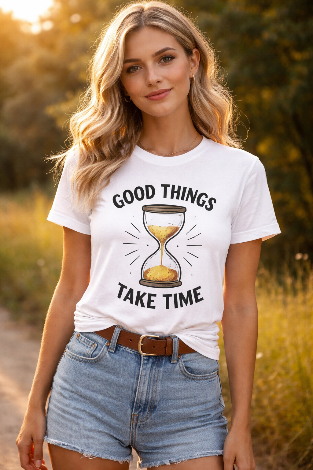 Good Things Take Time Inspirational Hourglass T-Shirt