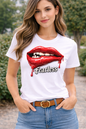 Fearless Red Lips Statement Tee – Bold Graphic T-Shirt for Confident Women
