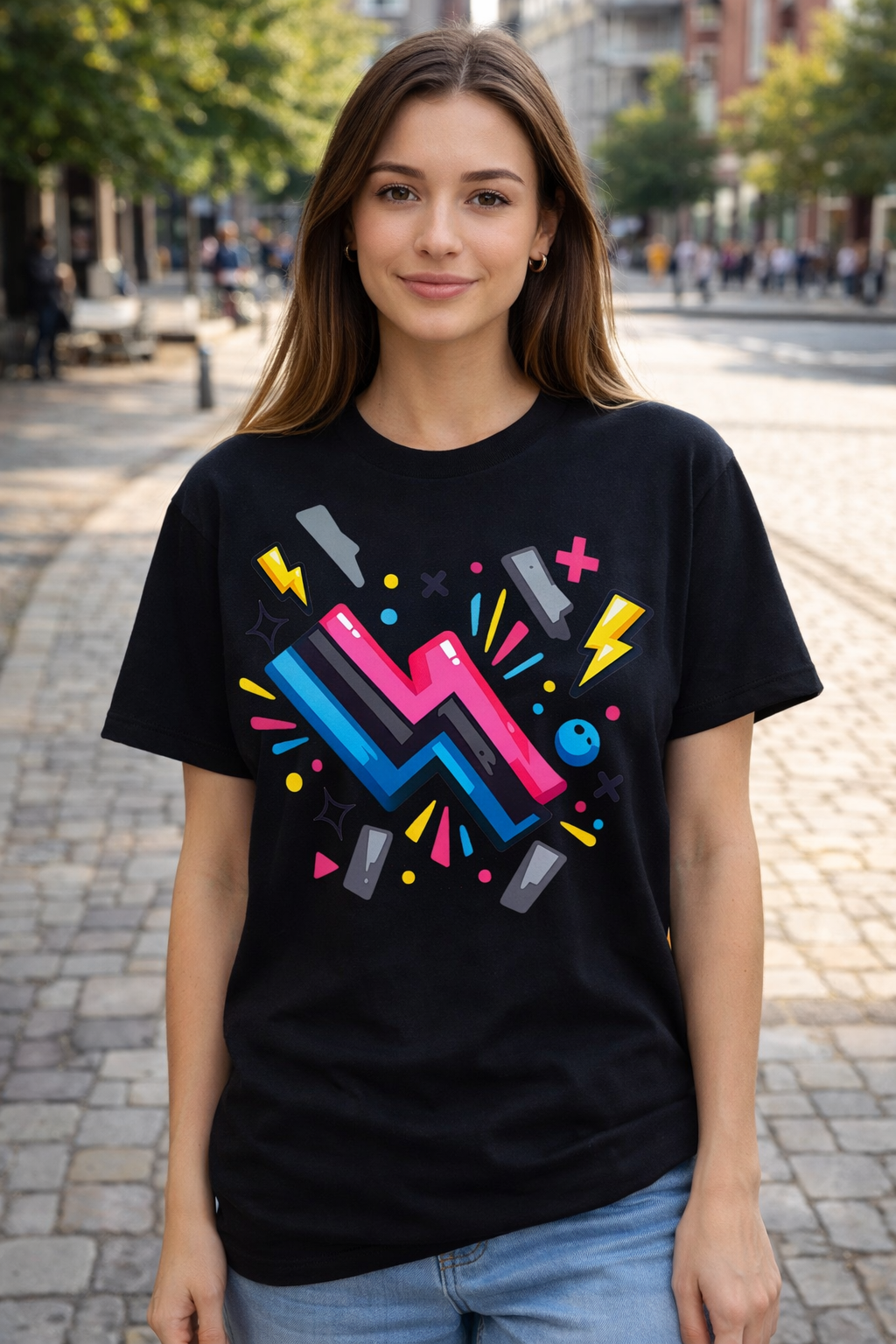 Electric Vibes Abstract Lightning  Short Sleeve T-Shirt