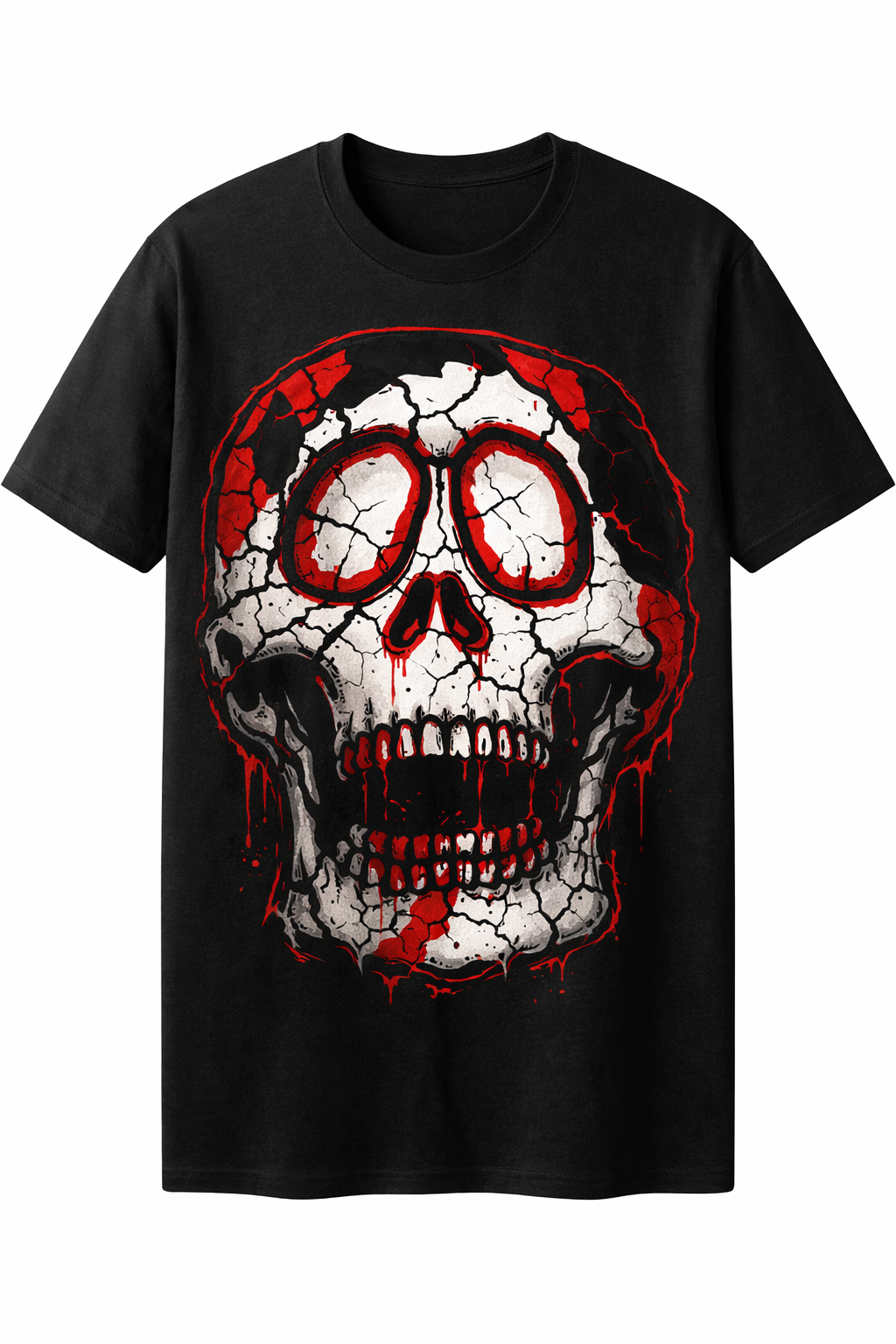 Cracked Gothic Skull Graphic T-Shirt