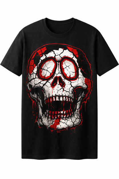 Cracked Gothic Skull Graphic T-Shirt